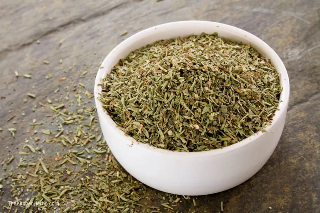 bowl of dried thyme