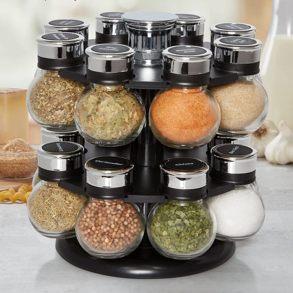 round countertop spice jars rack