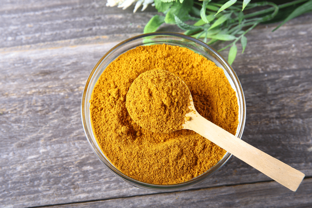 Curry powder in a glass bowl