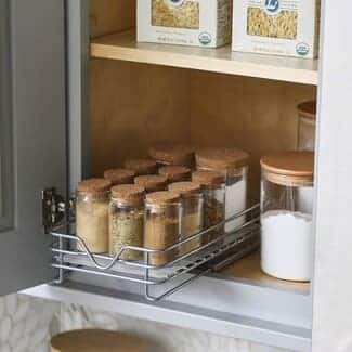 vertical pull out spice cabinet rack