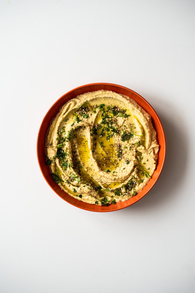 Home Made Hummus Toped With Olive Oil Zaatar And Parsley