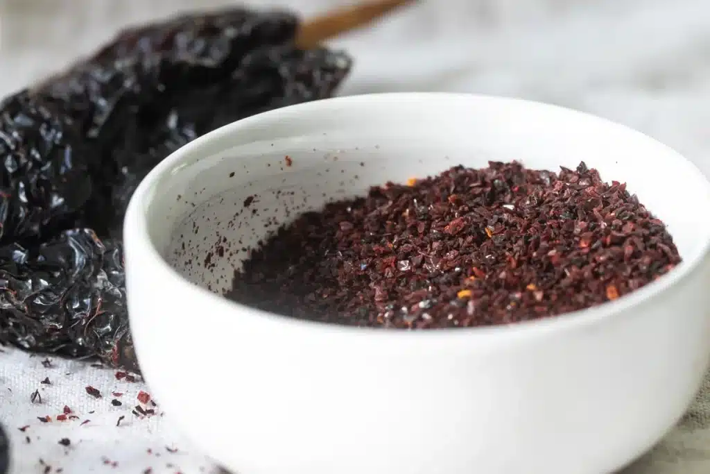 a bowl full of homemade Ancho Chili Powder