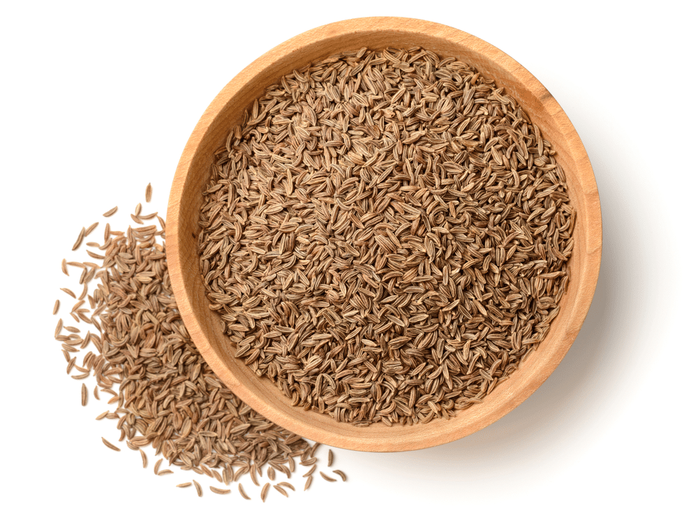 dried caraway seeds isolated on white top view