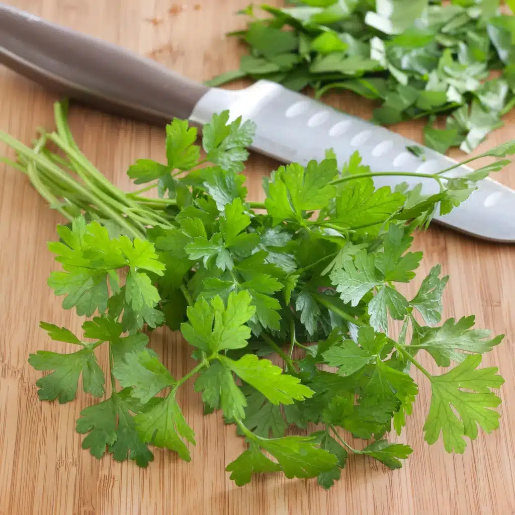 parsley with a knife