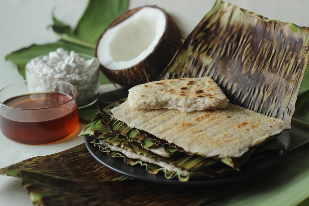 ground arrowroot blended with coconut.