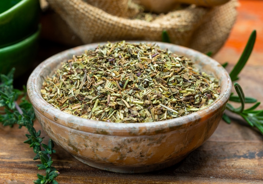 mediterranean spice in wooden bowl